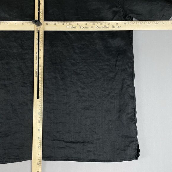 100% Linen Short Sleeve Button Up Shirt Men's XL Black Havana Summer Casual Cool - Picture 8 of 15